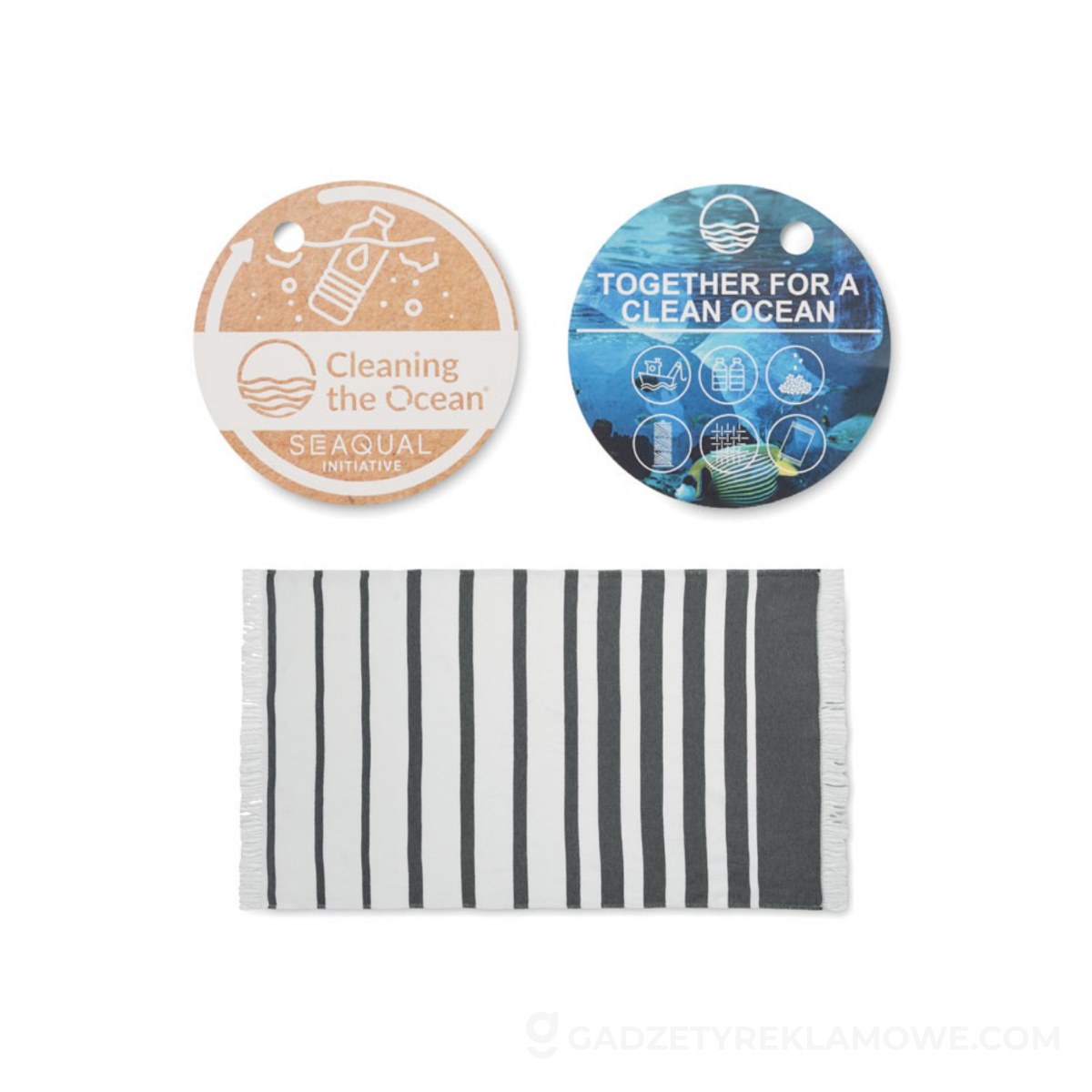 Ręcznik SEAQUAL®hammam 100x170 WAVE - szary