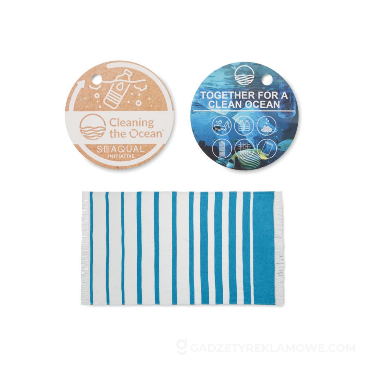 Ręcznik SEAQUAL®hammam 100x170 WAVE - turkusowy