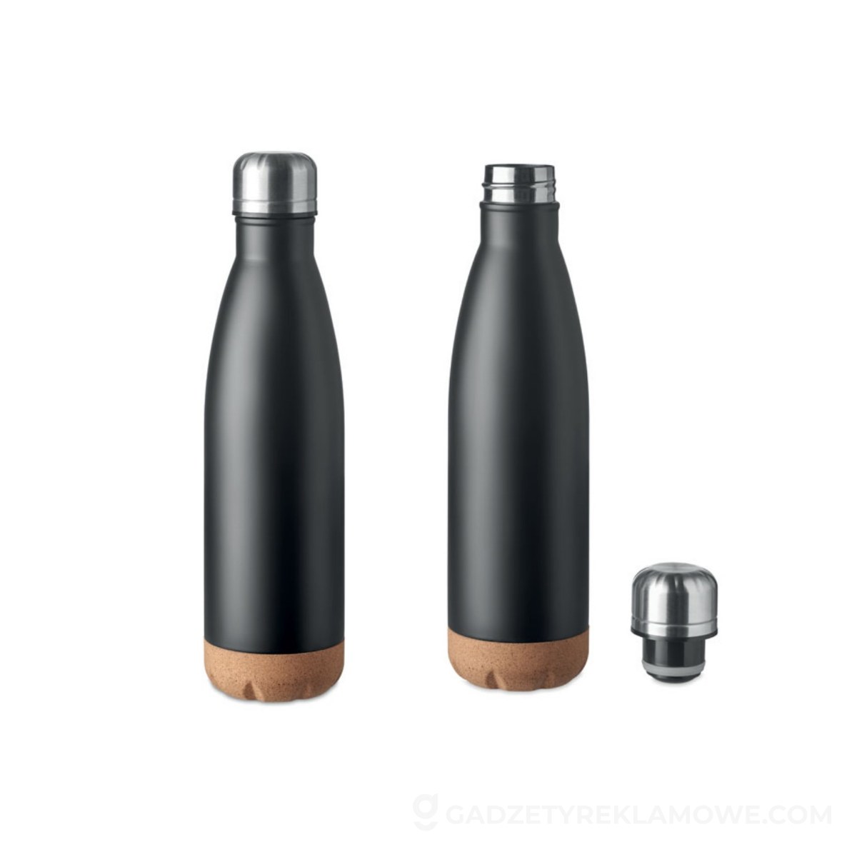 Dwuścienna butelka 500 ml ASPEN CORK - czarna