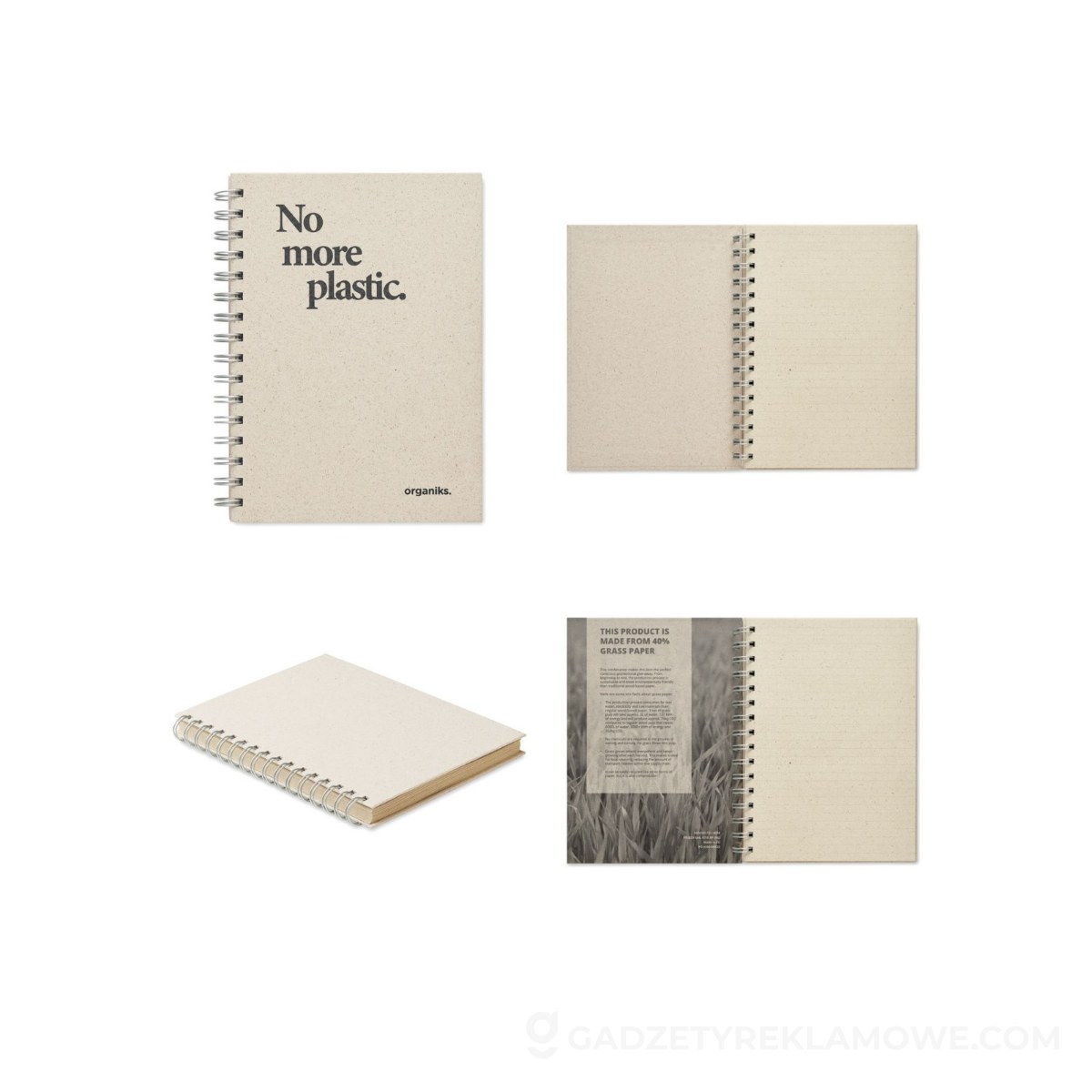 MO6541-13-wariantu-watermark Notes Grass Book A5 w kratkę z papieru z trawy - beżowy