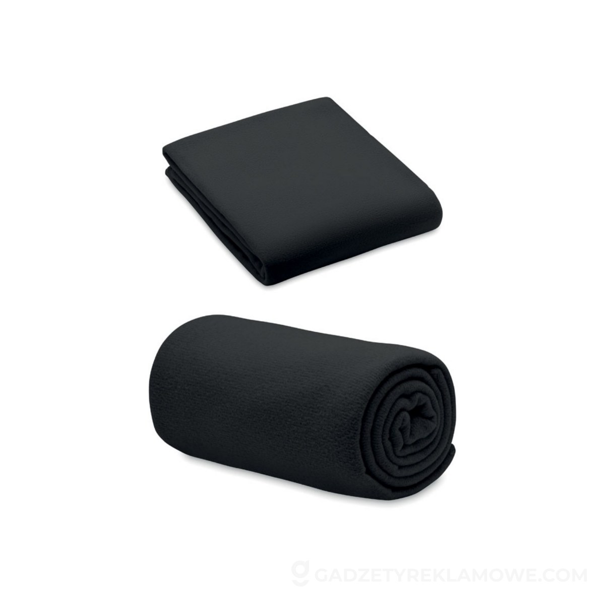 Gadżety reklamowe Nowy Dwór Mazowiecki 6 Koc z polaru RPET 130gr/m² BOGDA - czarny