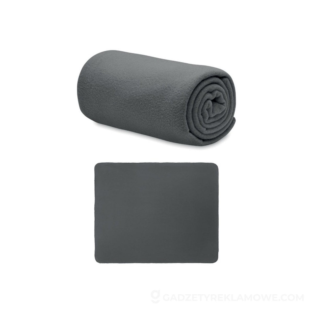 Gadżety reklamowe Ełk 10 Koc z polaru RPET 130gr/m² BOGDA - szary