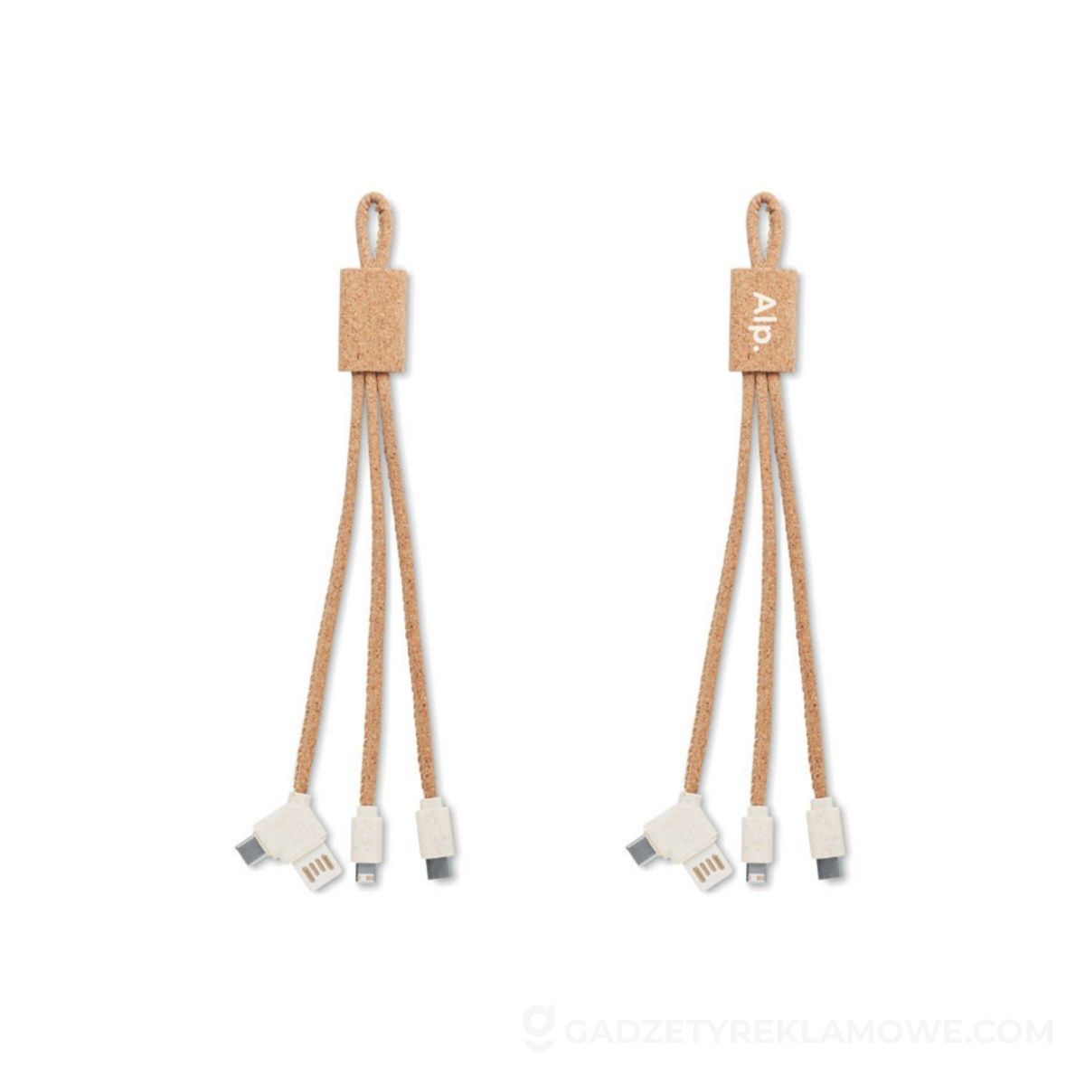 Gadżety reklamowe Chełm 4 Kabel do ładowania 3 w 1 korek CABIE - beżowy