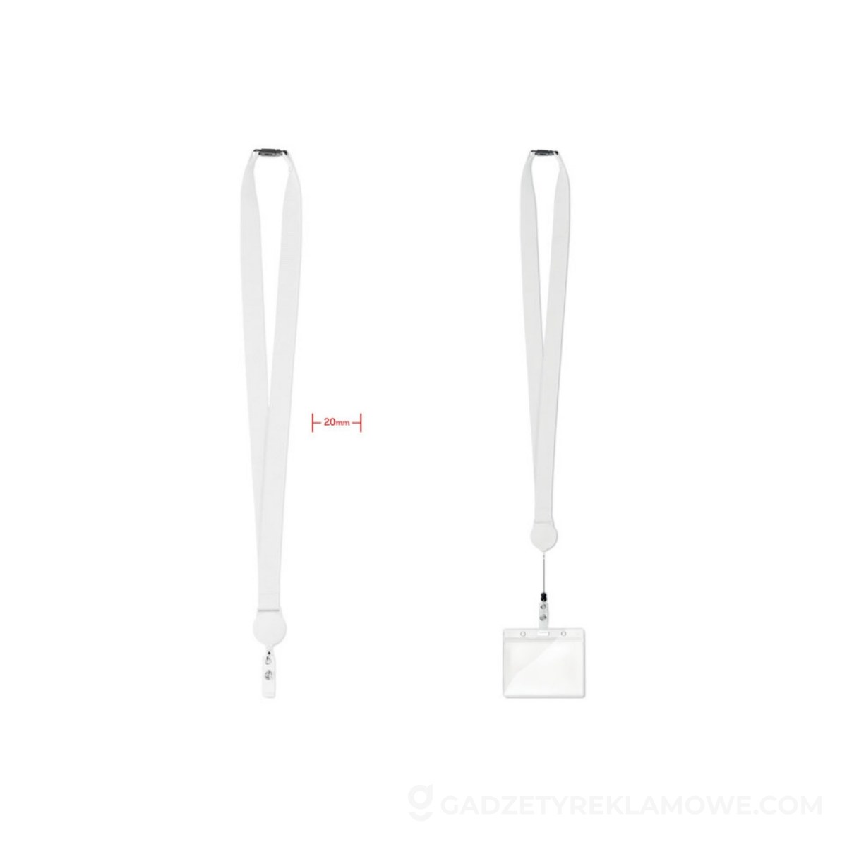 Smycz z wysuwanym uchwytem ZIP LANYARD - biała