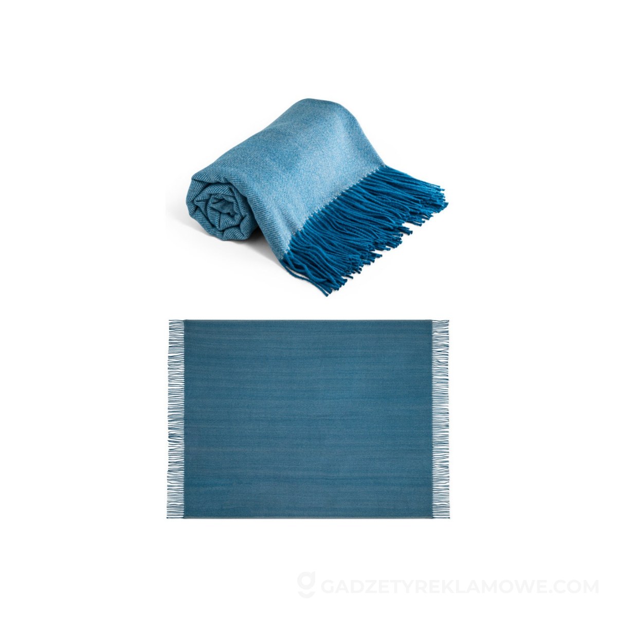 SMOOTH. 100% akrylowy koc ze wstążką i kartą do personalizacji (270 g/m²) - Granatowy