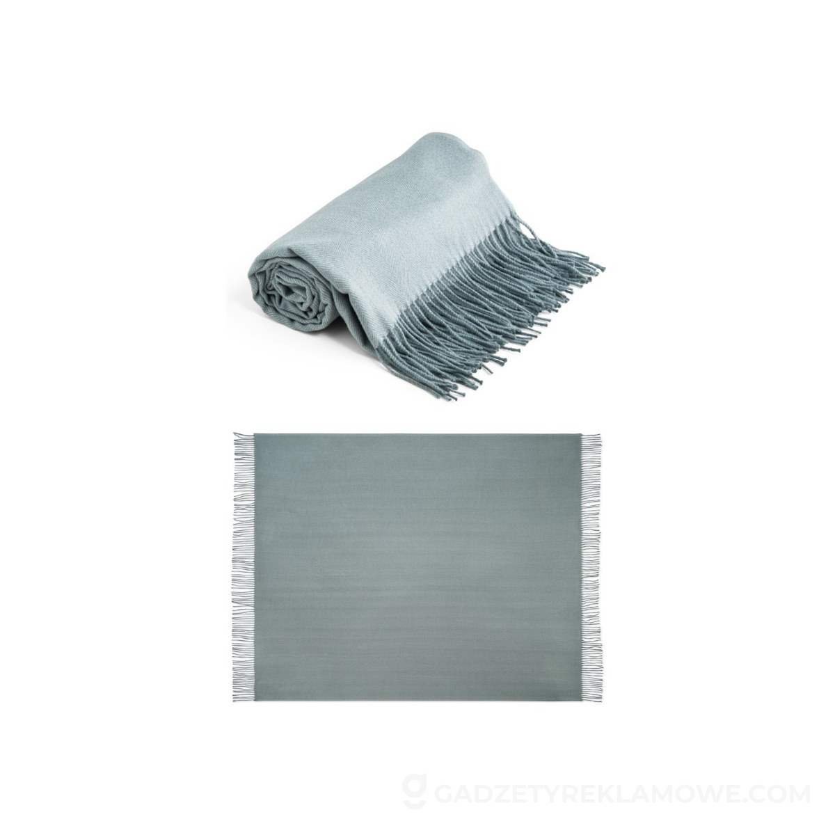 STR-99044-113-wariantu-watermark SMOOTH. 100% akrylowy koc ze wstążką i kartą do personalizacji (270 g/m²) - Szary