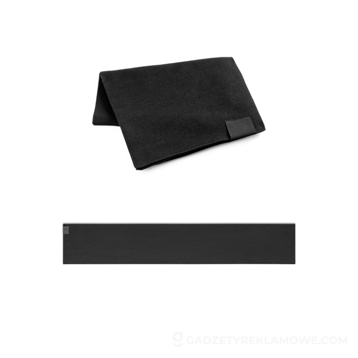 SERENITY. Szalik z poliestru z recyklingu (100% rPET) z przeszyciami do personalizacji - Czarny