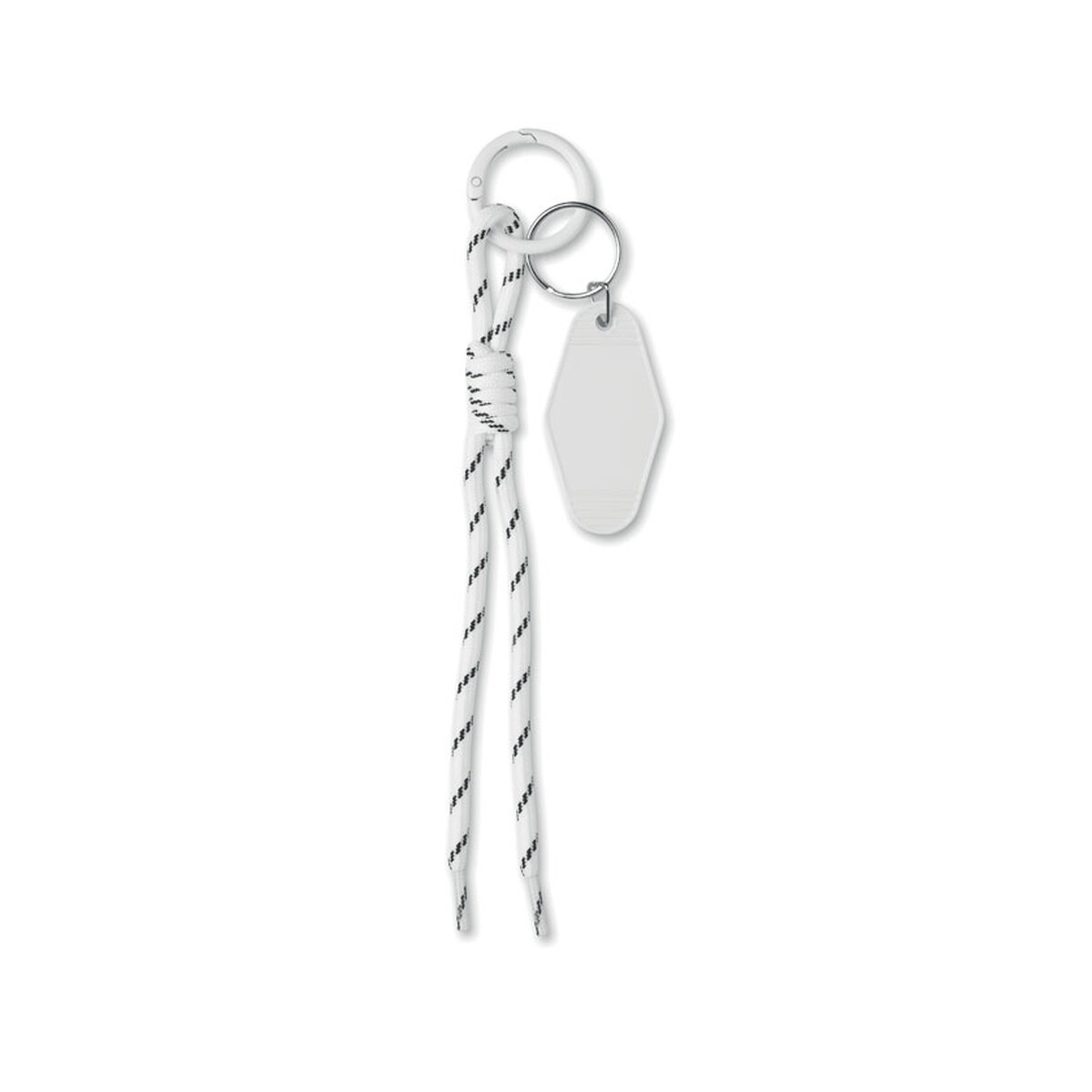 Breloki wielofunkcyjne z logo – brelok pleciony z tagiem keybraid – biały mo3167-06 Brelok pleciony z tagiem KEYBRAID - biały mo3167-06