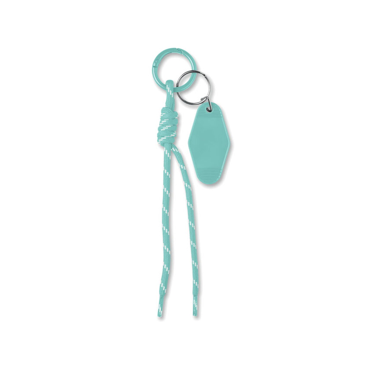 Breloki wielofunkcyjne z logo – brelok pleciony z tagiem keybraid – miętowy zielony mo3167-77 Brelok pleciony z tagiem KEYBRAID - miętowy zielony mo3167-77