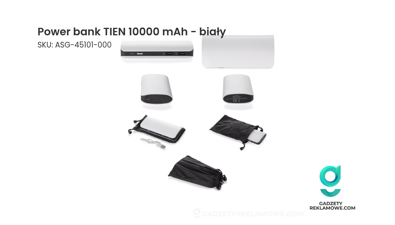 Power bank TIEN 10000 mAh - biały Power bank TIEN 10000 mAh biały