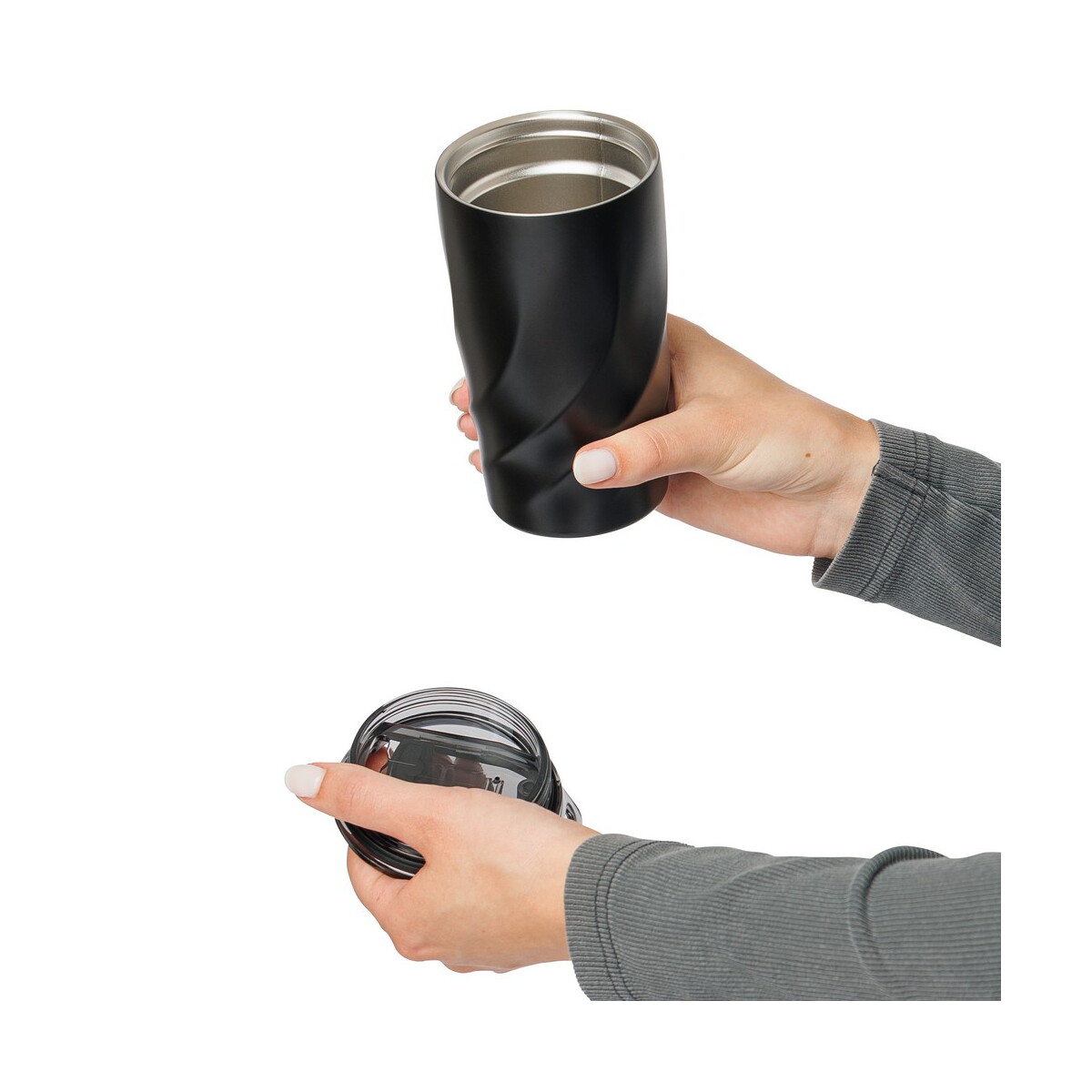 Kubki termiczne z logo – kubek termiczny 400 ml brandcharger vortex calix – czarny VA540-03_AAA04 Kubek termiczny 400 ml BrandCharger Vortex Calix - czarny VA540-03_AAA04