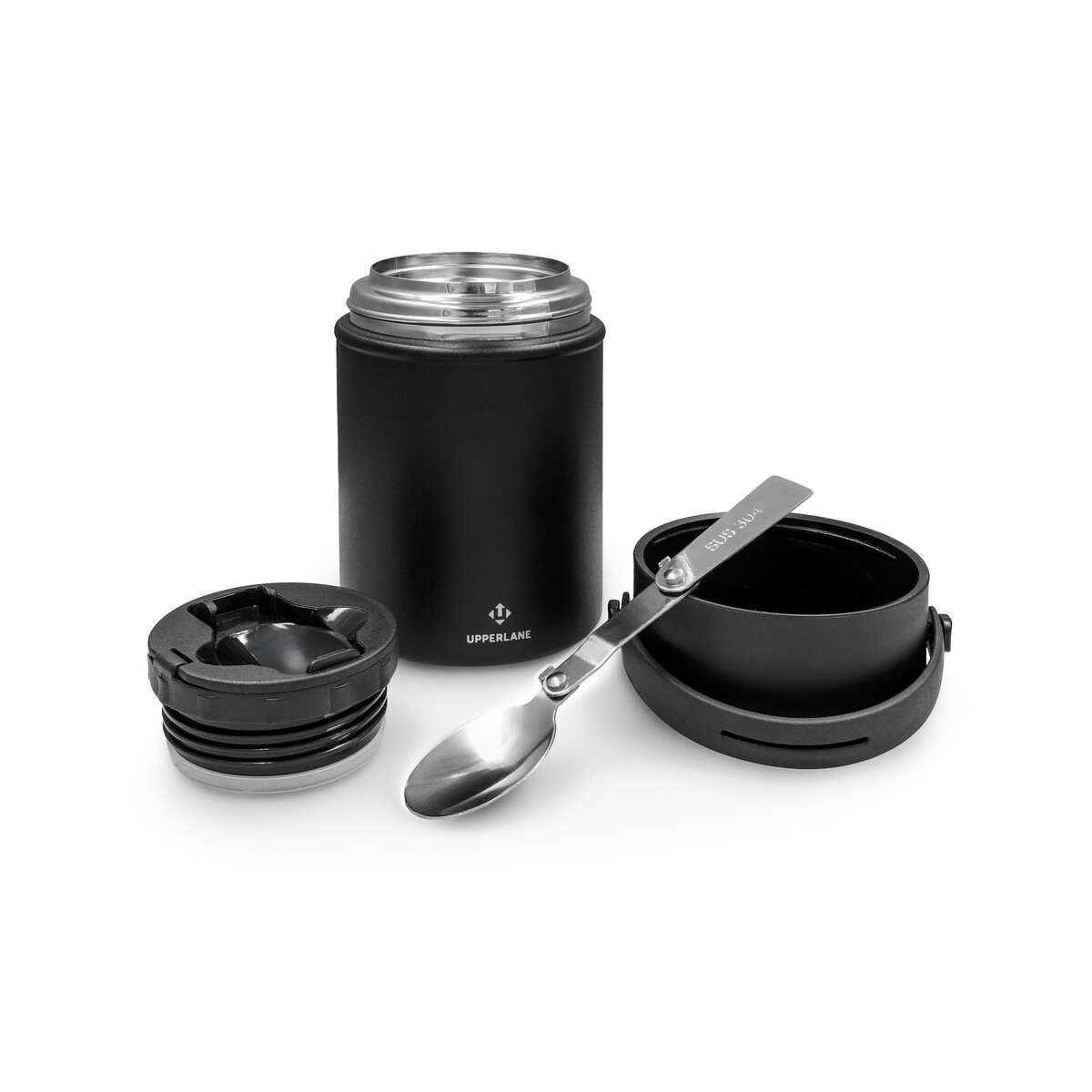 Lunchboxy z logo – termiczny pojemnik na żywność 500 ml upperlane – czarny VA954-03_AAA04 Termiczny pojemnik na żywność 500 ml Upperlane - czarny VA954-03_AAA04